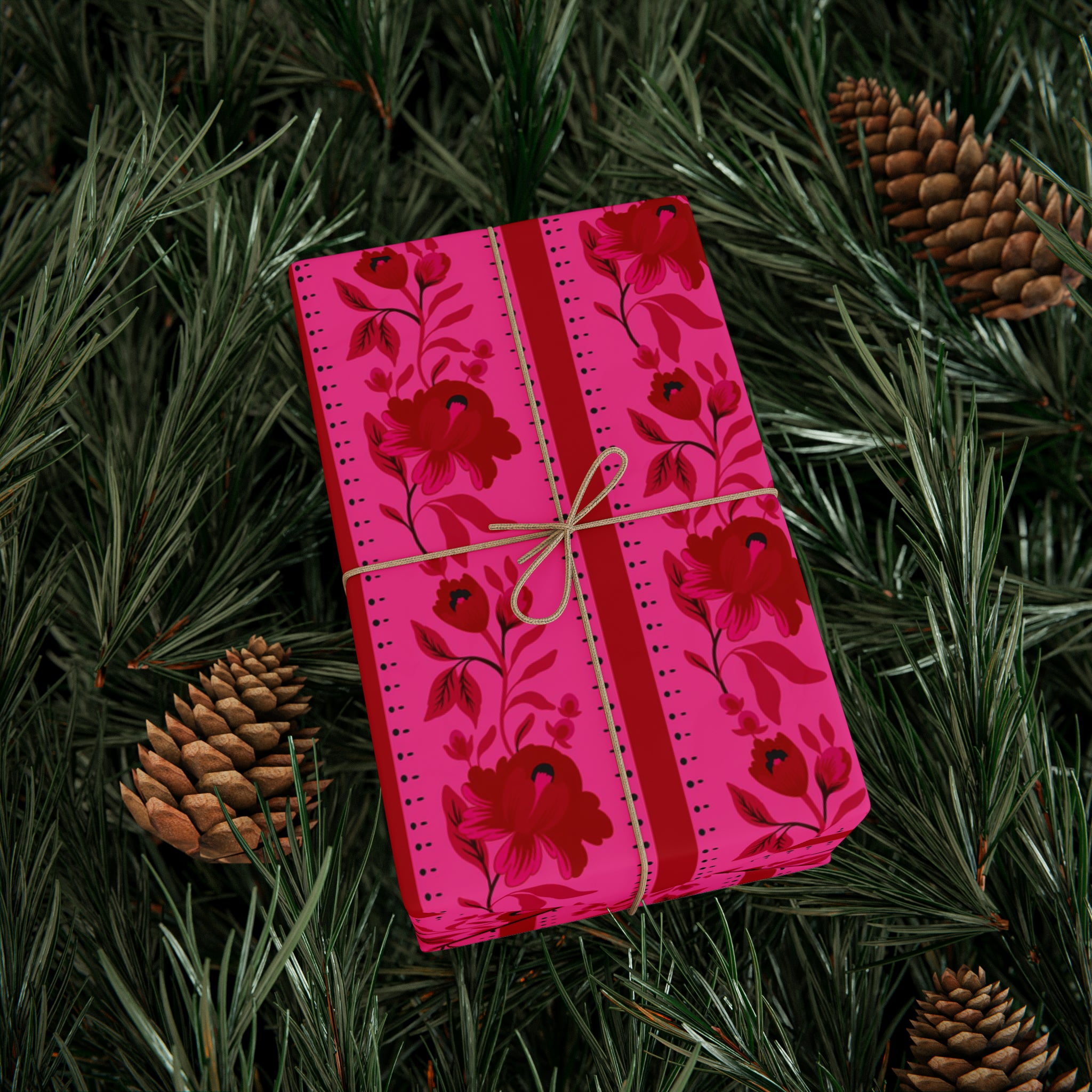 Pink country maximalist gift wrap