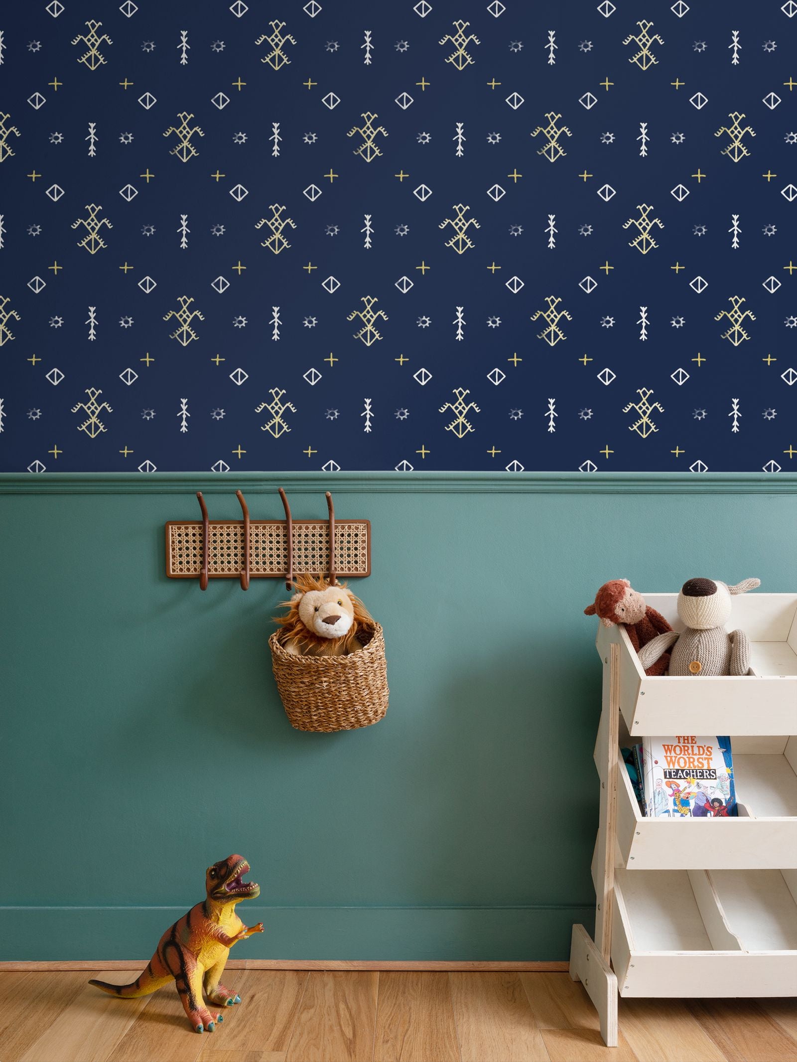 Batik Bliss, Navy Blue Wallpaper