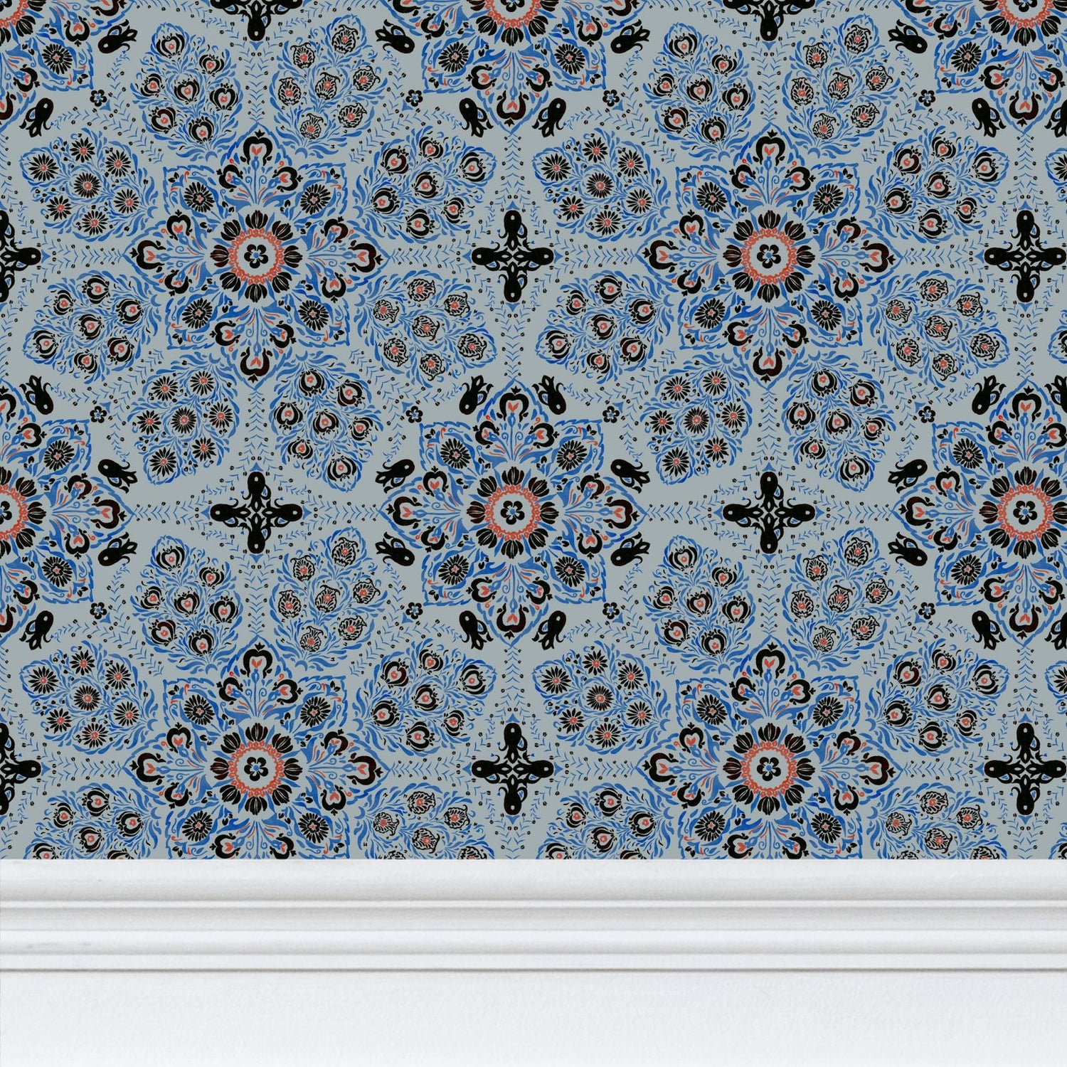 Moroccan Tile, Light Blue Wallpaper