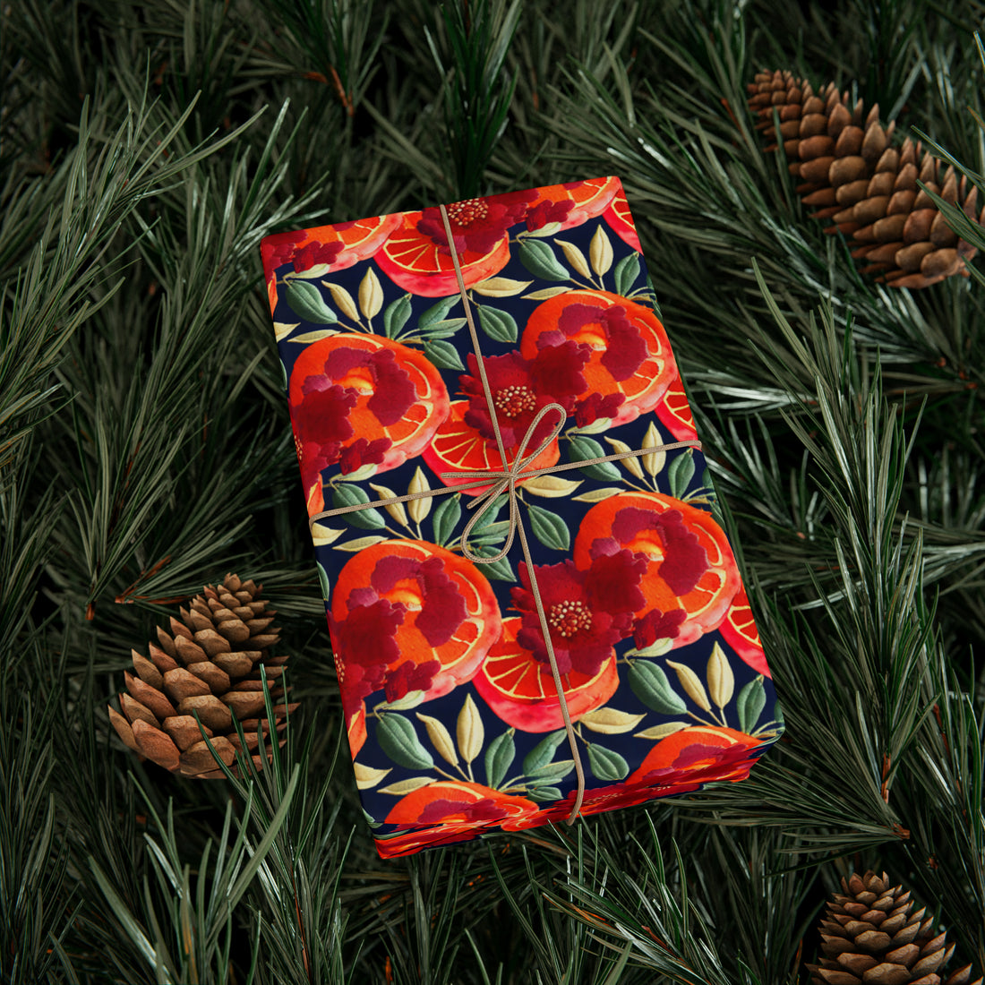 Embroidered Orange gift Wrapping Papers