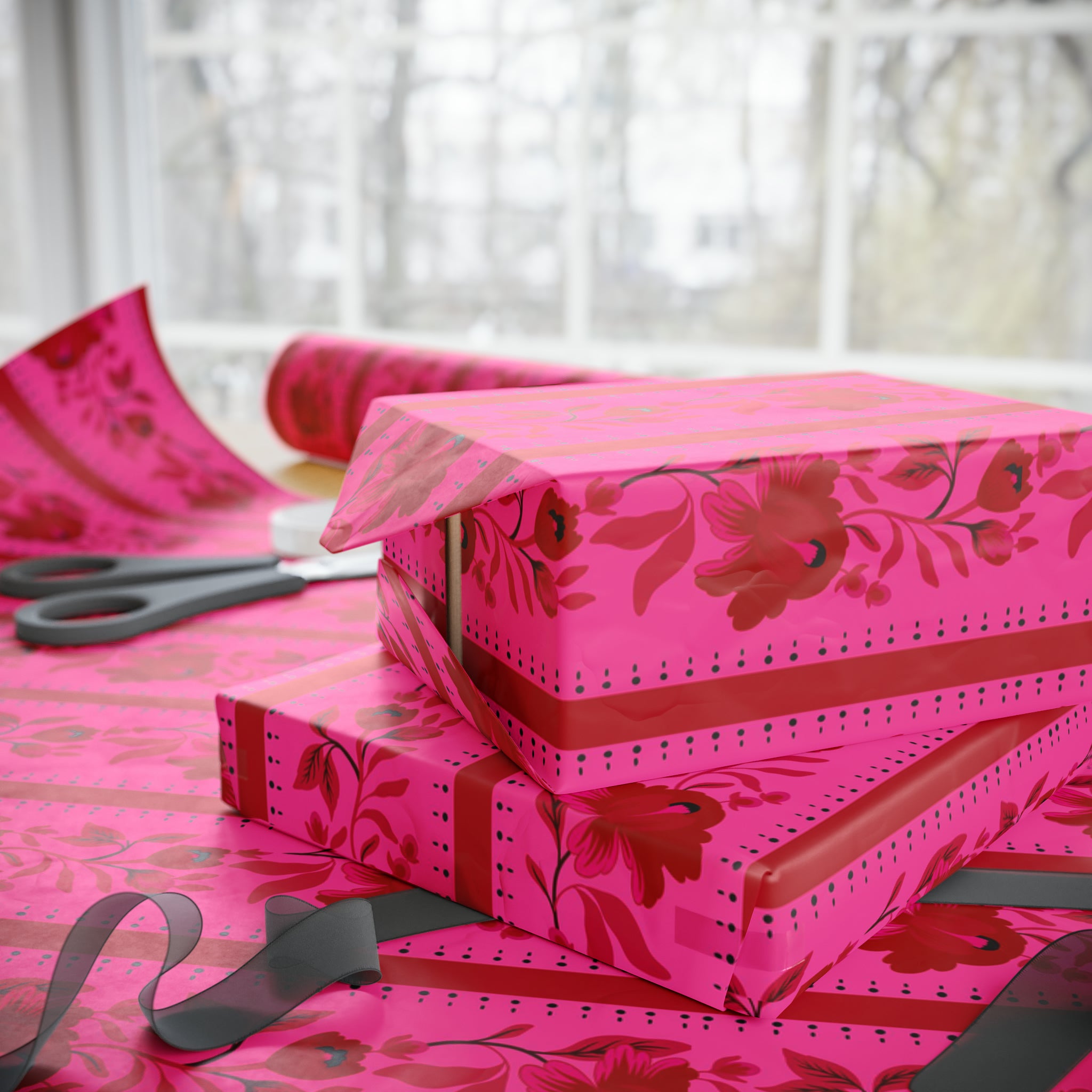 Pink country maximalist gift wrap