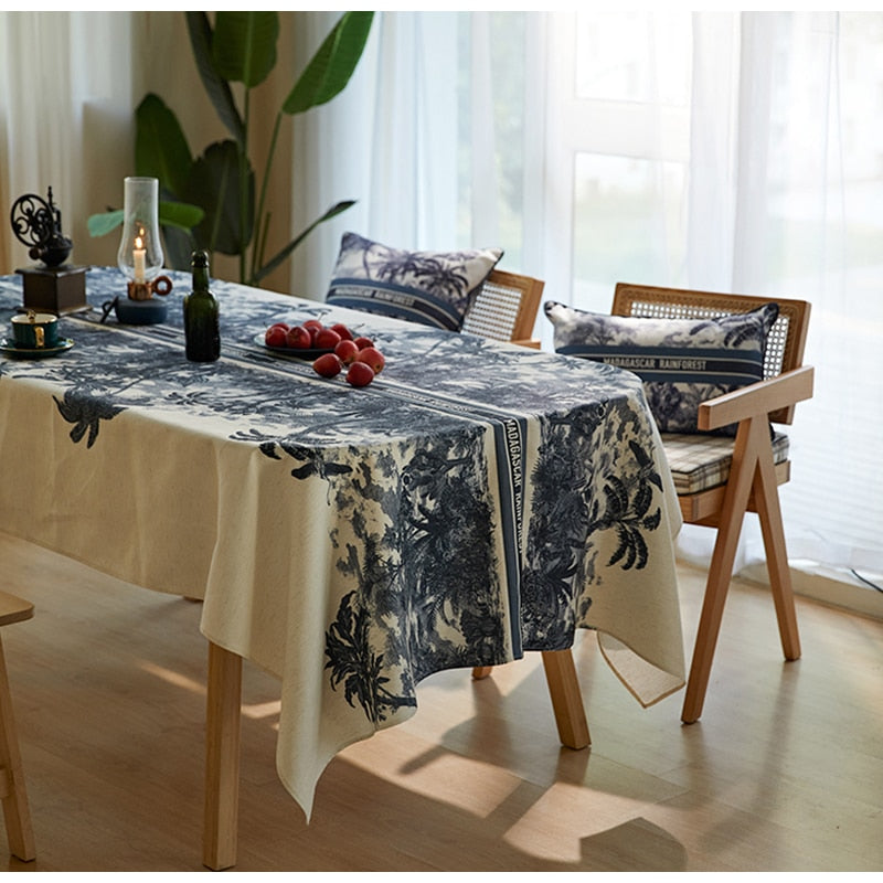 Jungle in Indigo Blue Tablecloth