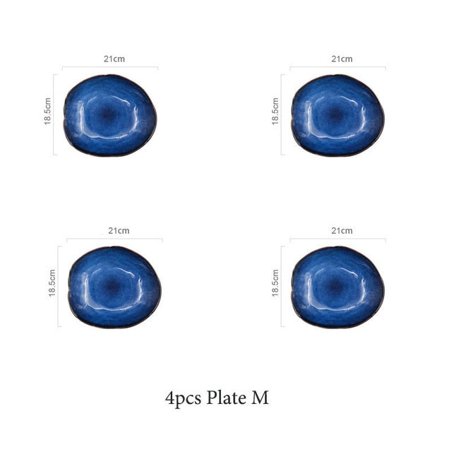 Cat’s Eye Japanese Blue Handthrown plates