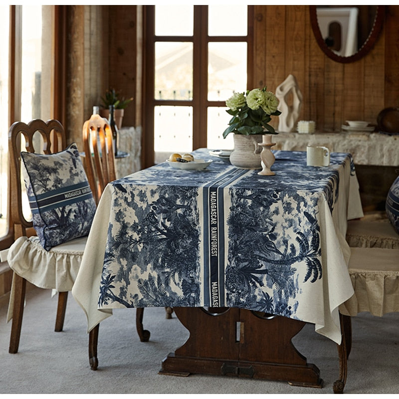 Jungle in Indigo Blue Tablecloth