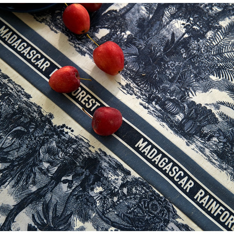 Jungle in Indigo Blue Tablecloth