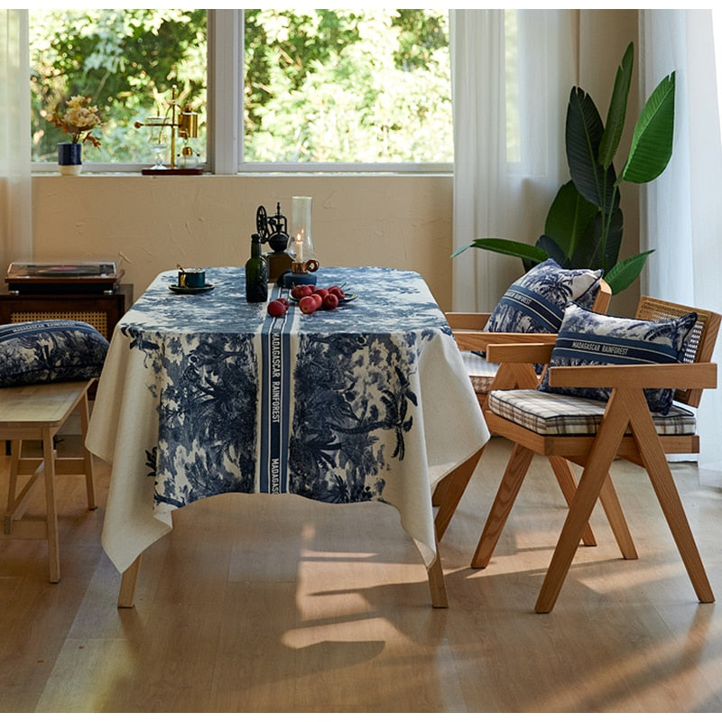 Jungle in Indigo Blue Tablecloth