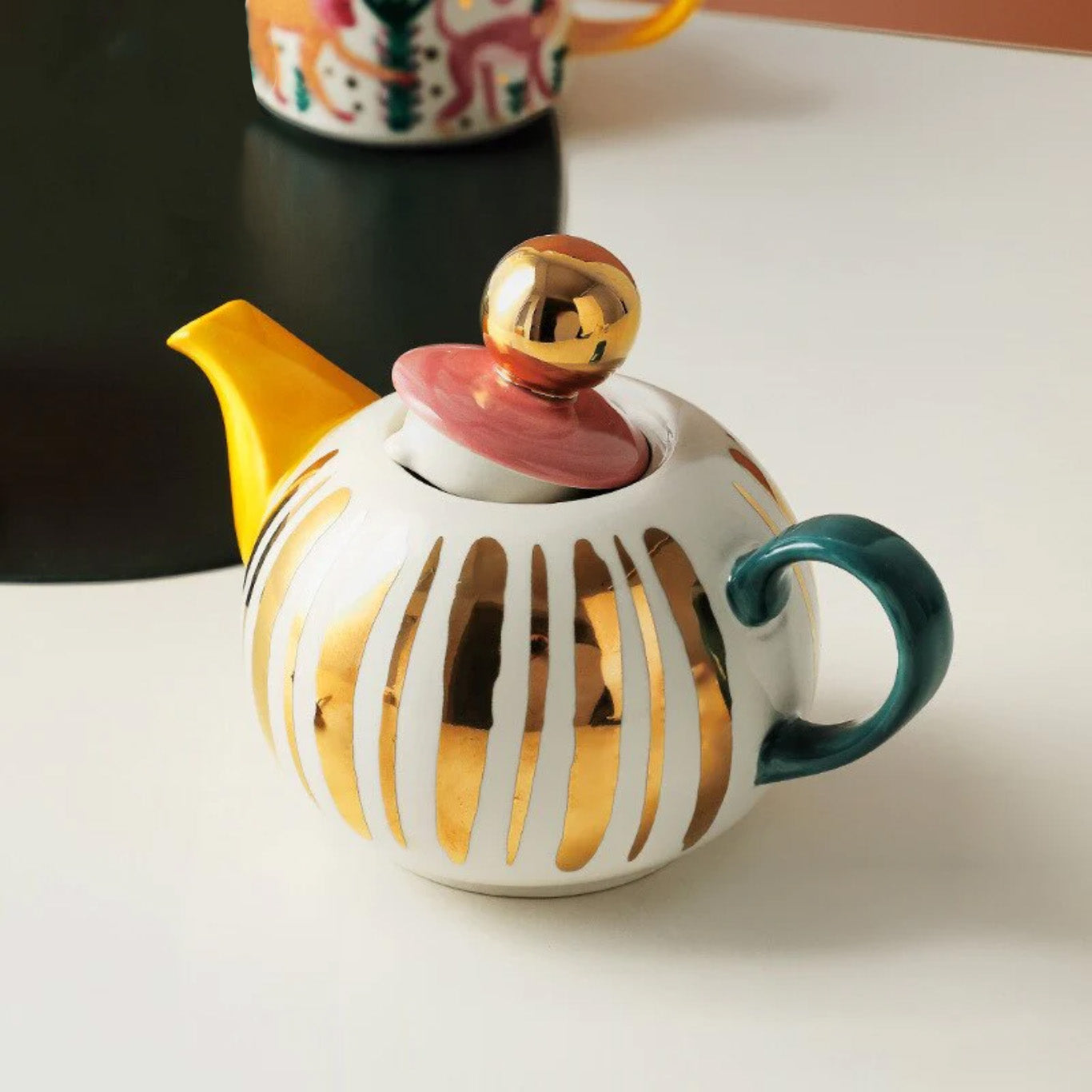 Exotica Tea for Two, Hand-Painted Tea Pot &amp; Mugs Sets