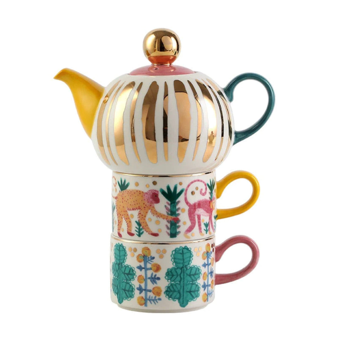 Exotica Tea for Two, Hand-Painted Tea Pot & Mugs Sets