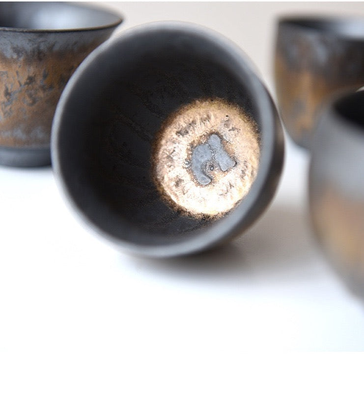 Gilt Ceramic Tea Cups, Handmade