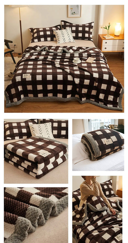 Cozy Plaid Chenille Bed Blanket