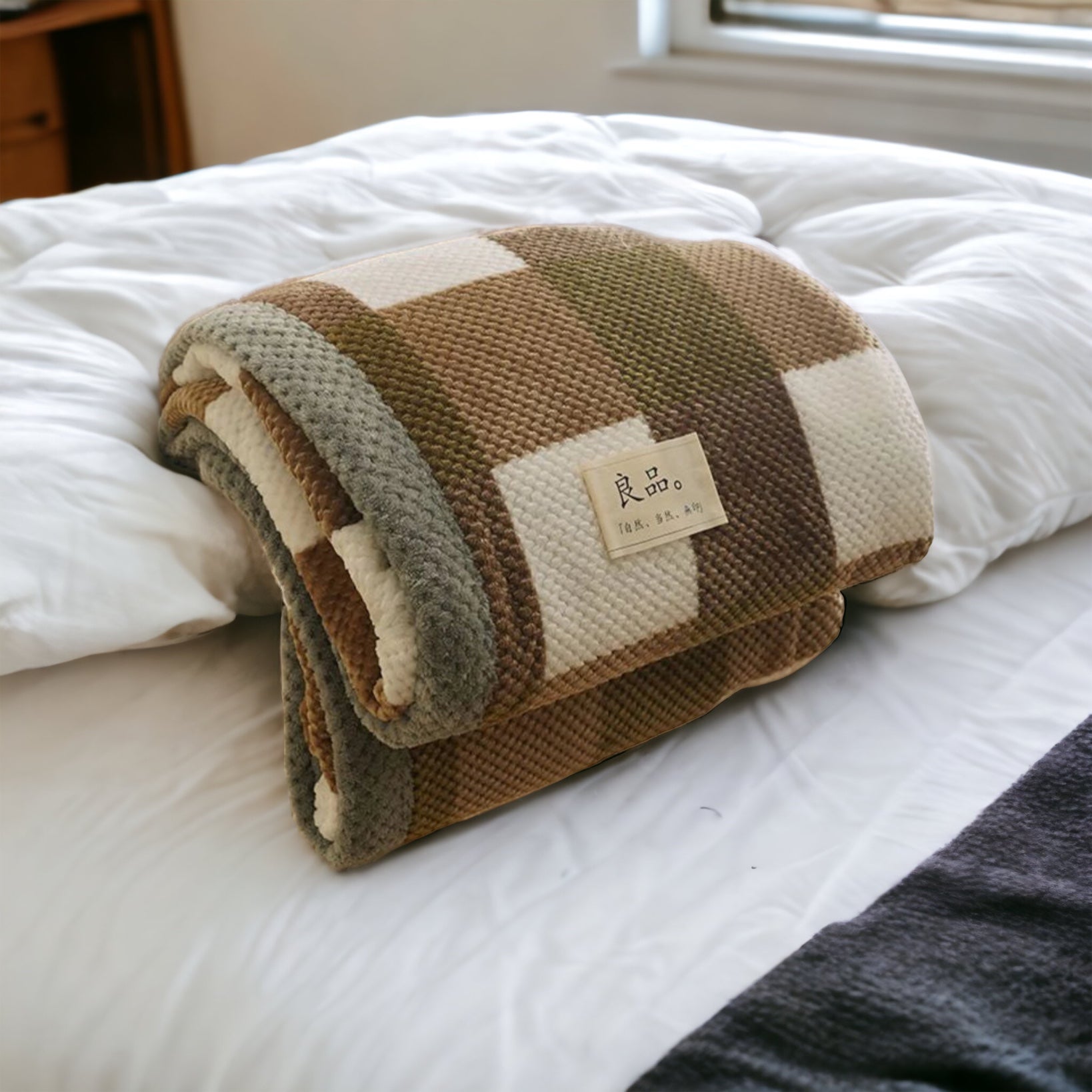 Cozy Plaid Chenille Bed Blanket