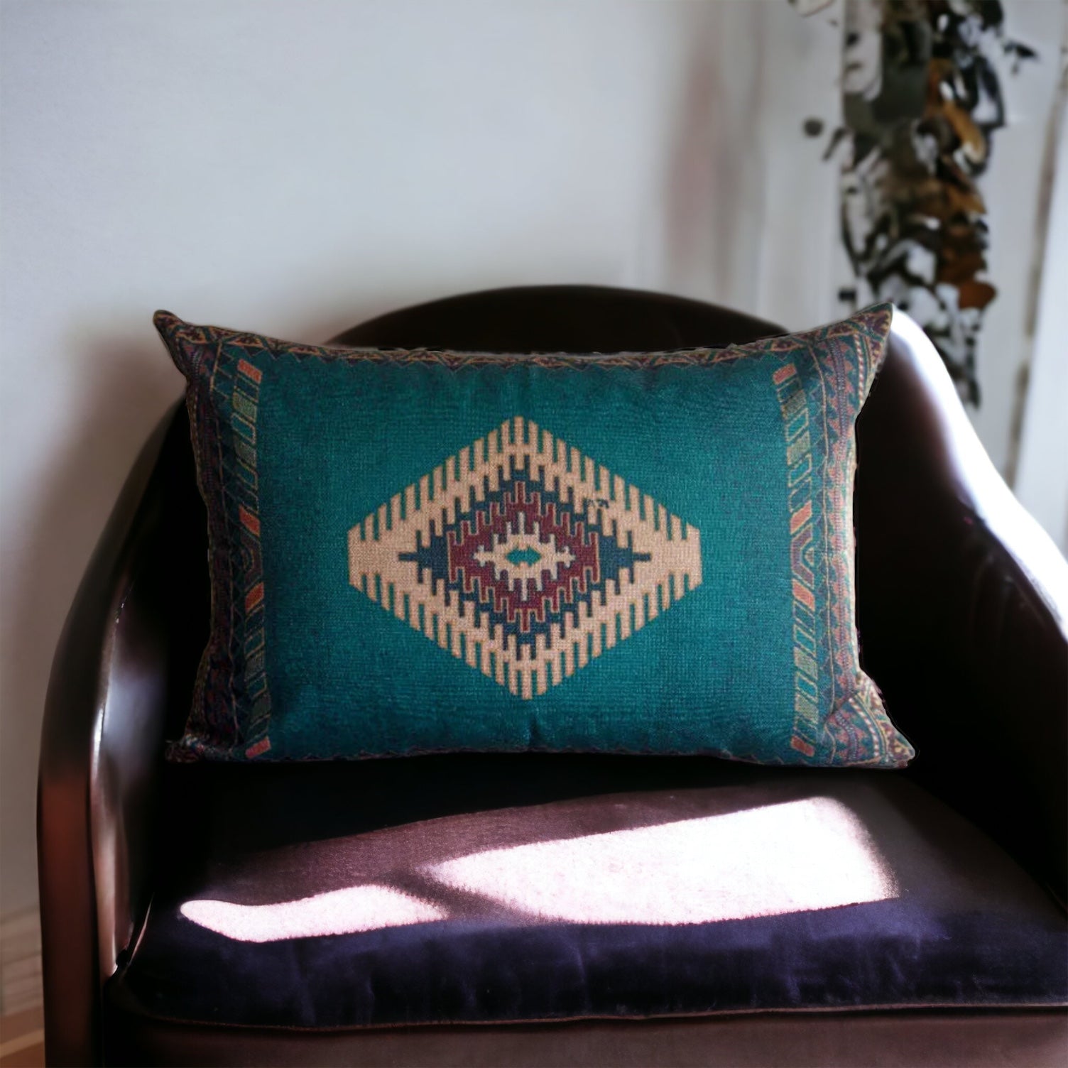 Green Woven Indian Pillow Ramble Roam Co