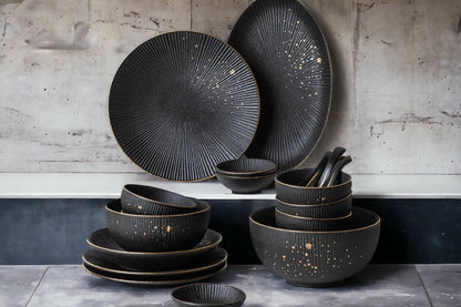Matte Black &amp; Gold Handmade Ceramic Dishes