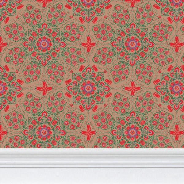 Moroccan Tile Wallpaper, Red