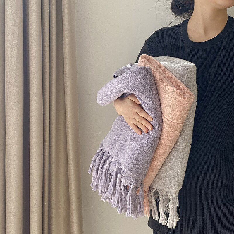 Hand Knotted Tassel Pure Cotton Towel