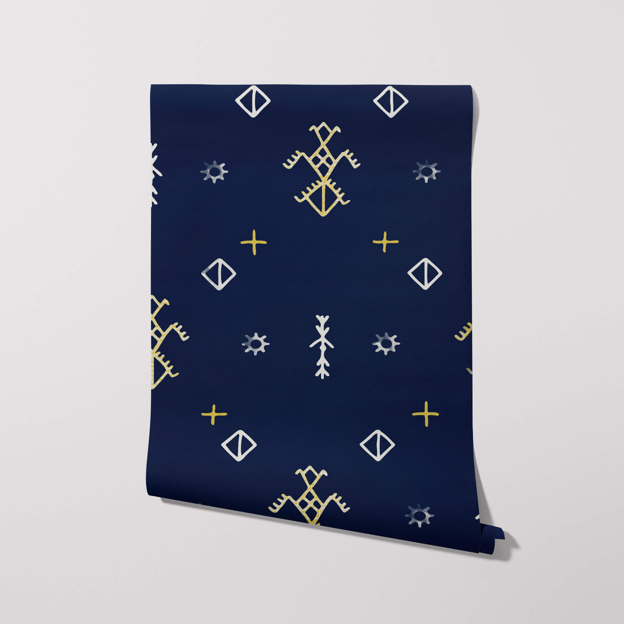 Batik Bliss, Navy Blue Wallpaper