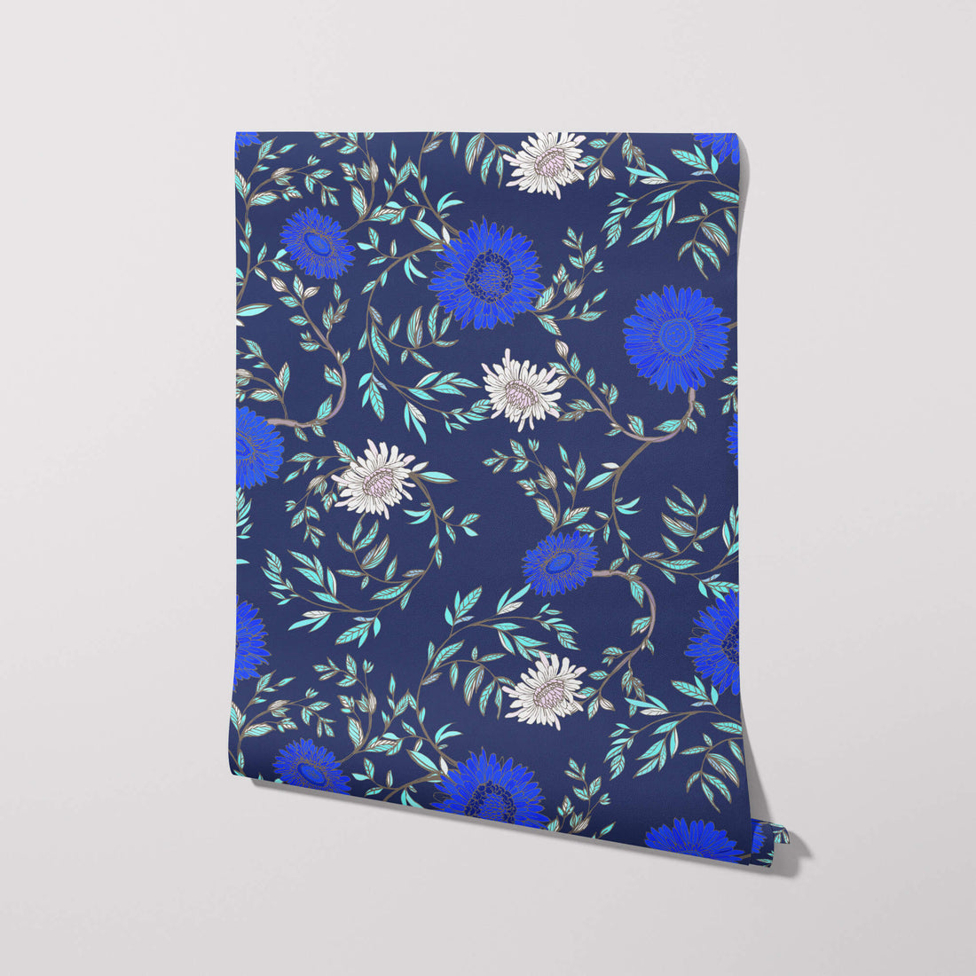 Chrysanthemum Wallpaper, Van Gogh Blue