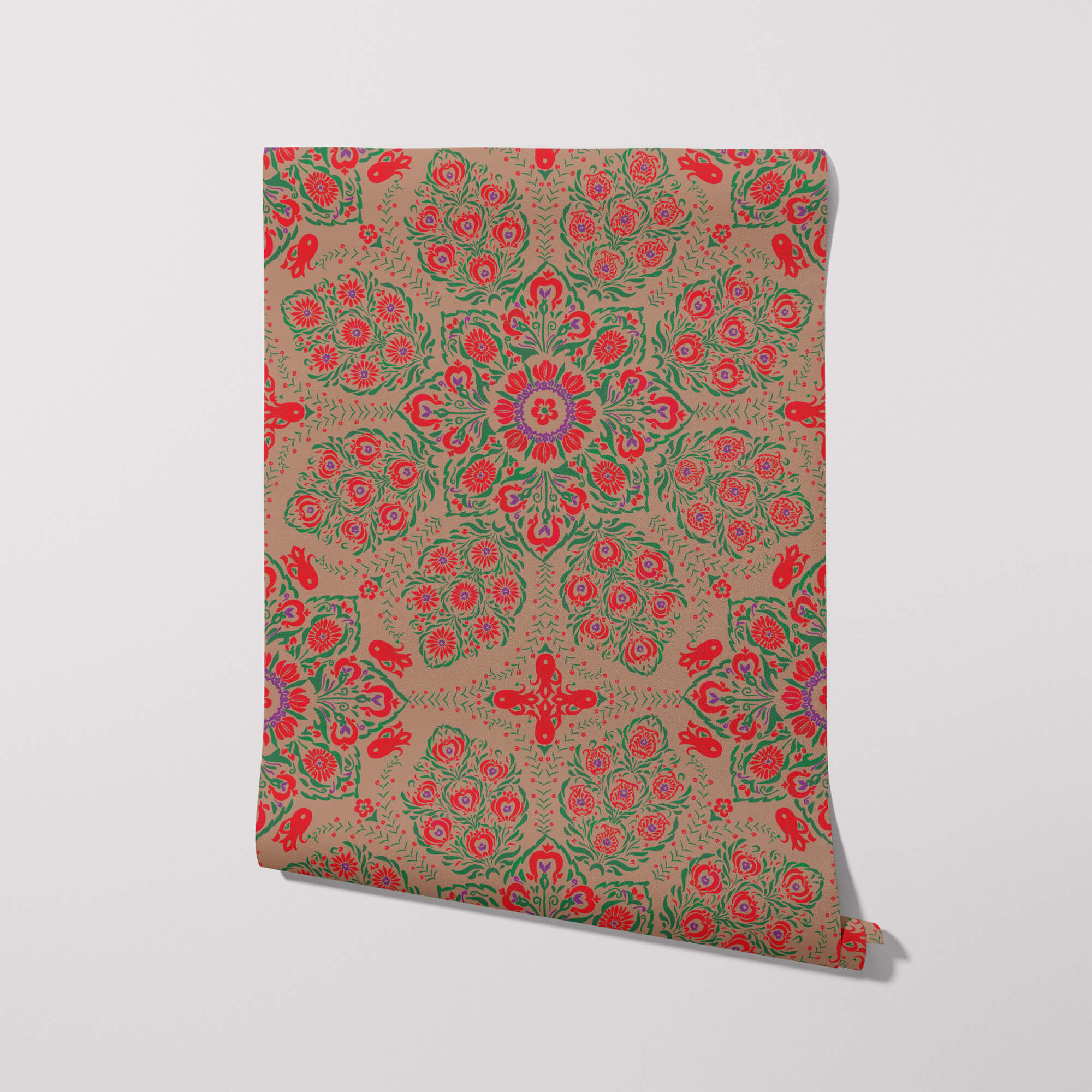 Moroccan Tile Wallpaper, Red