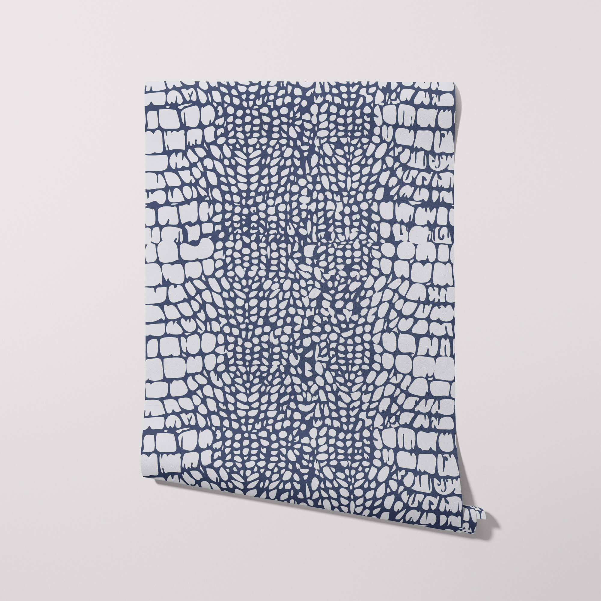 Snakeskin, Navy White Wallpaper