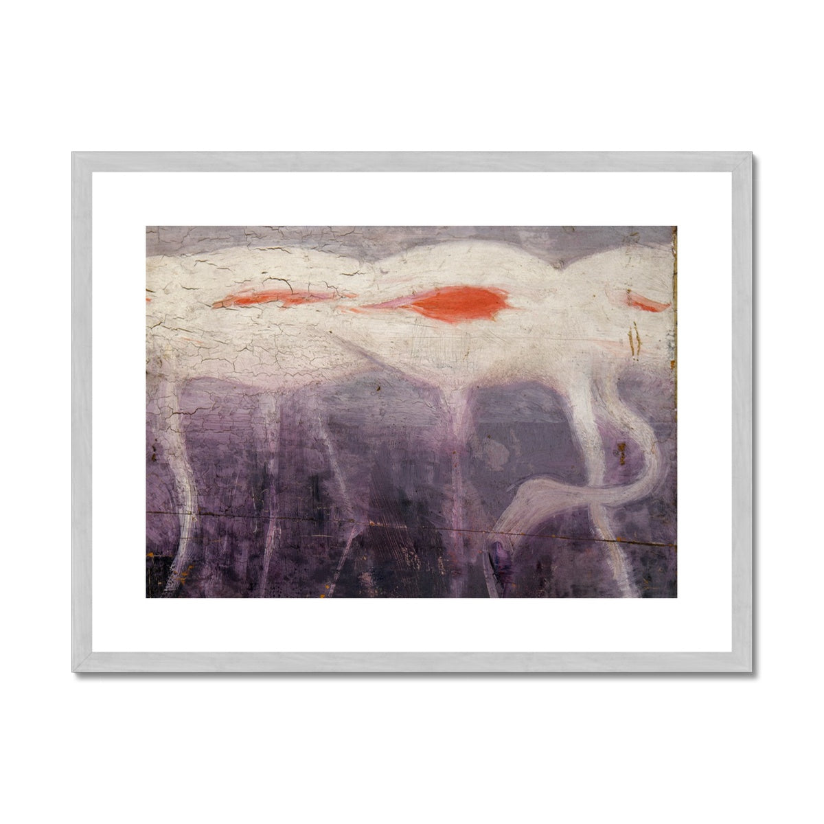 white flamingos Antique Framed & Mounted Print