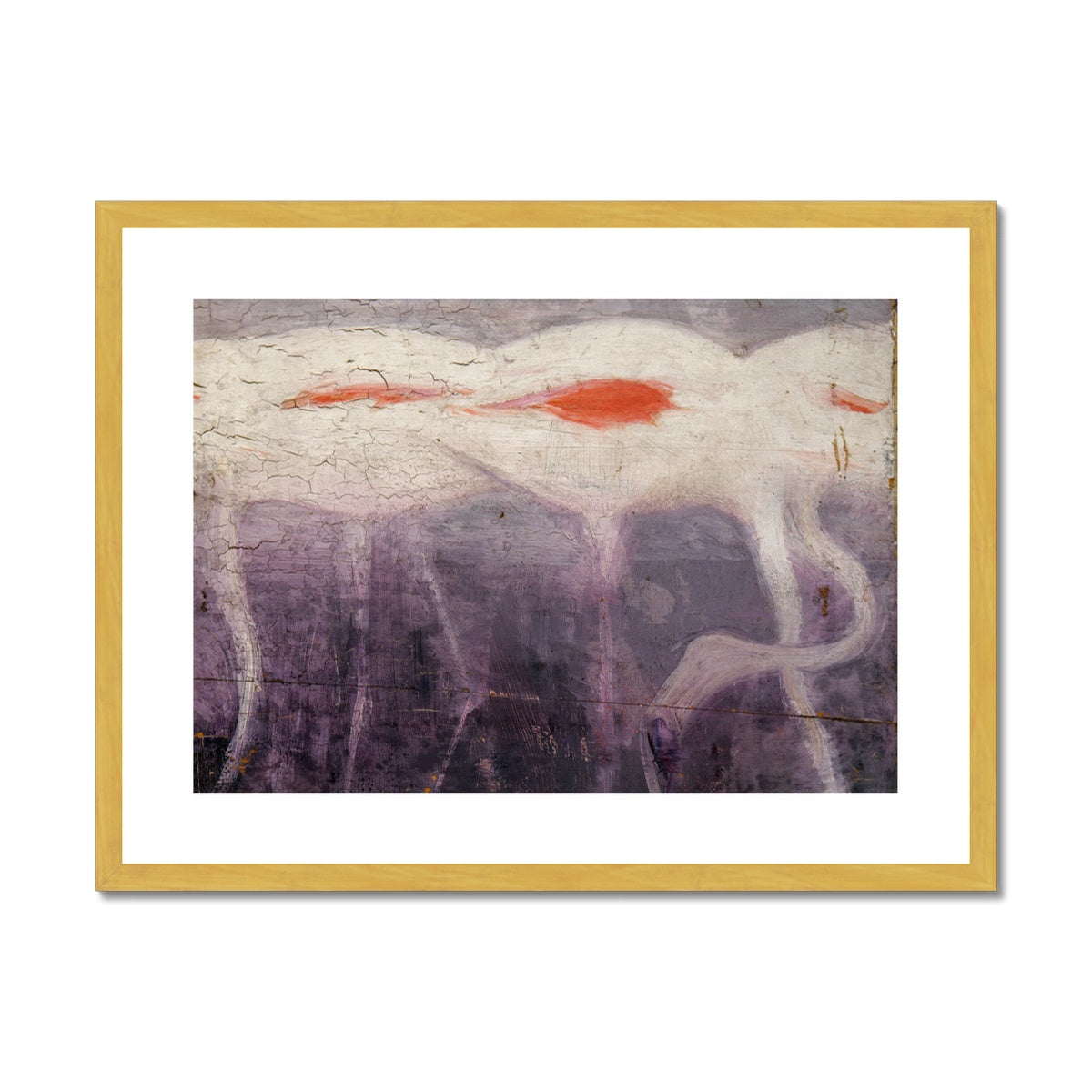 white flamingos Antique Framed & Mounted Print