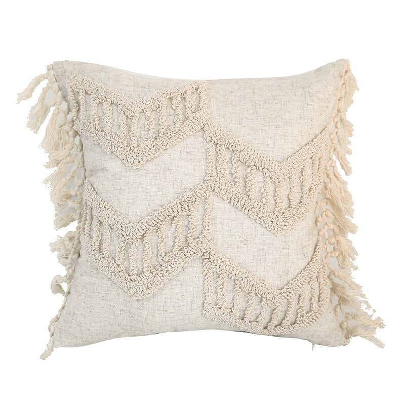 Boheme Hand tufted Linen Throw Pillows with Tassels Ramble & Roam