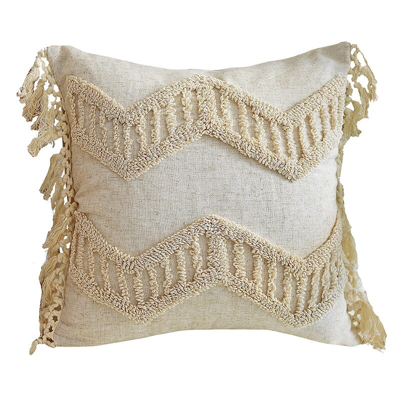 Boheme Hand tufted Linen Throw Pillows with Tassels Ramble & Roam