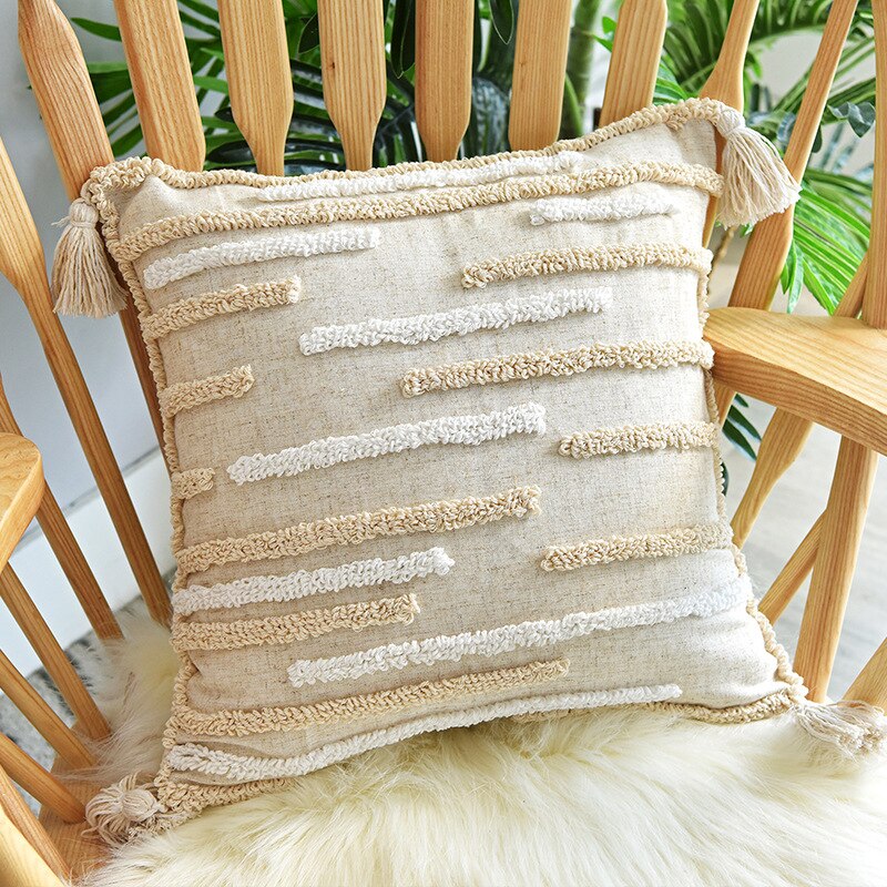 Boheme Hand tufted Linen Throw Pillows with Tassels Ramble & Roam