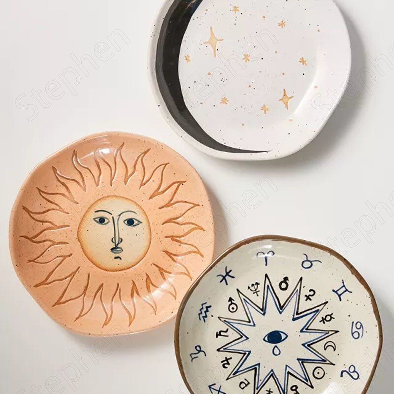 Celestial Stoneware Hand Painted Dinner Plate, 7.8in Ramble & Roam