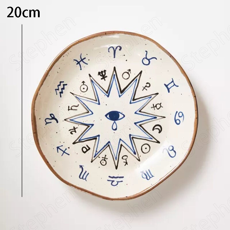Celestial Stoneware Hand Painted Dinner Plate, 7.8in Ramble & Roam