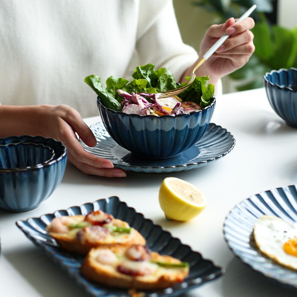 Chrysanthemum Blue Stoneware Dinnerware Ramble & Roam
