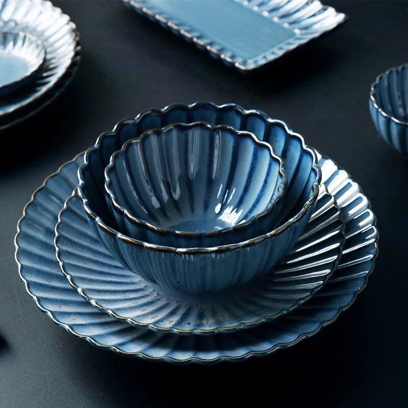 Chrysanthemum Blue Stoneware Dinnerware Ramble & Roam