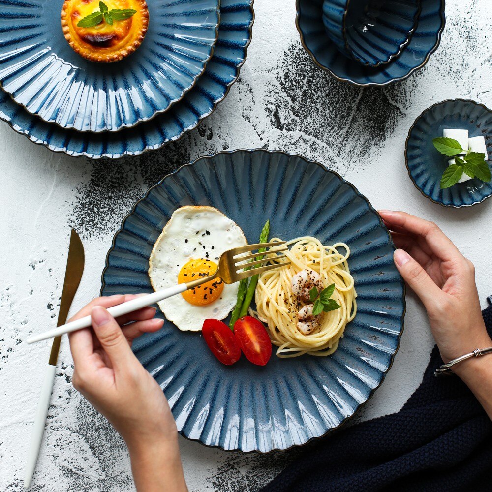 Chrysanthemum Blue Stoneware Dinnerware Ramble & Roam