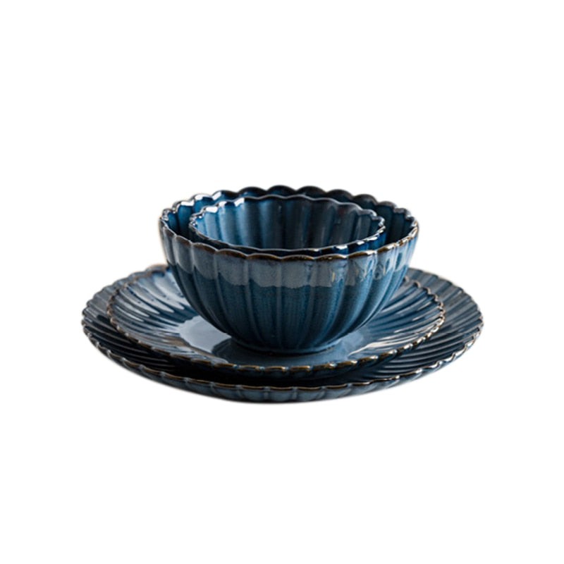 Chrysanthemum Blue Stoneware Dinnerware Ramble &amp; Roam