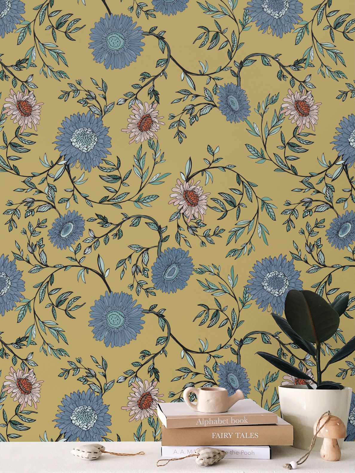 Chrysanthemum Wallpaper, Savannah Yellow Ramble & Roam