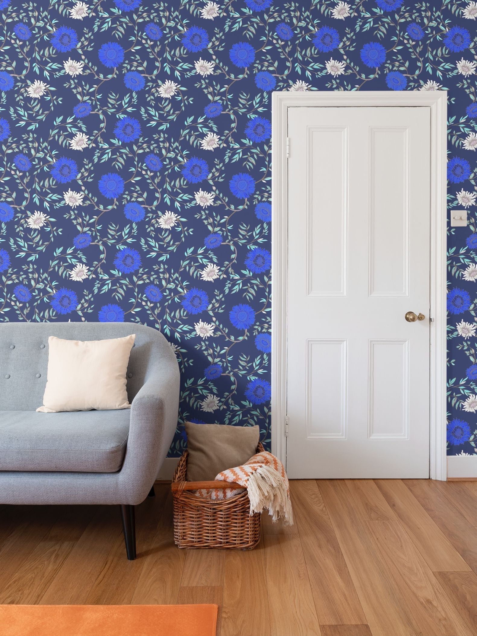 Chrysanthemum Wallpaper, Van Gogh Blue Ramble & Roam