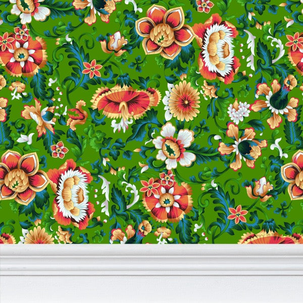 English Garden, Bright Scheele’s Green Wallpaper Ramble &amp; Roam