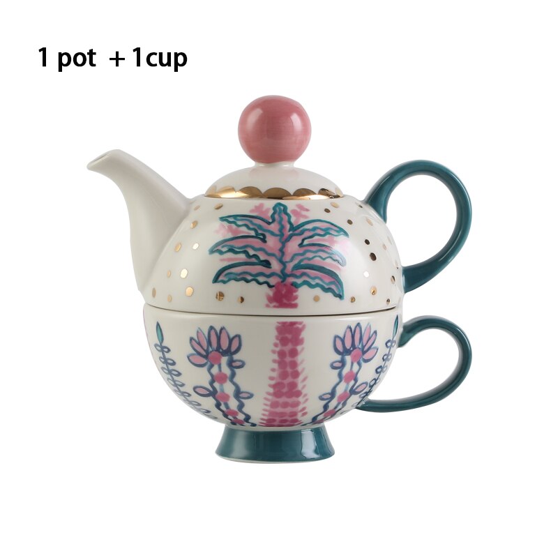 Exotica Tea for Two, Hand-Painted Tea Pot &amp; Mugs Sets Ramble &amp; Roam