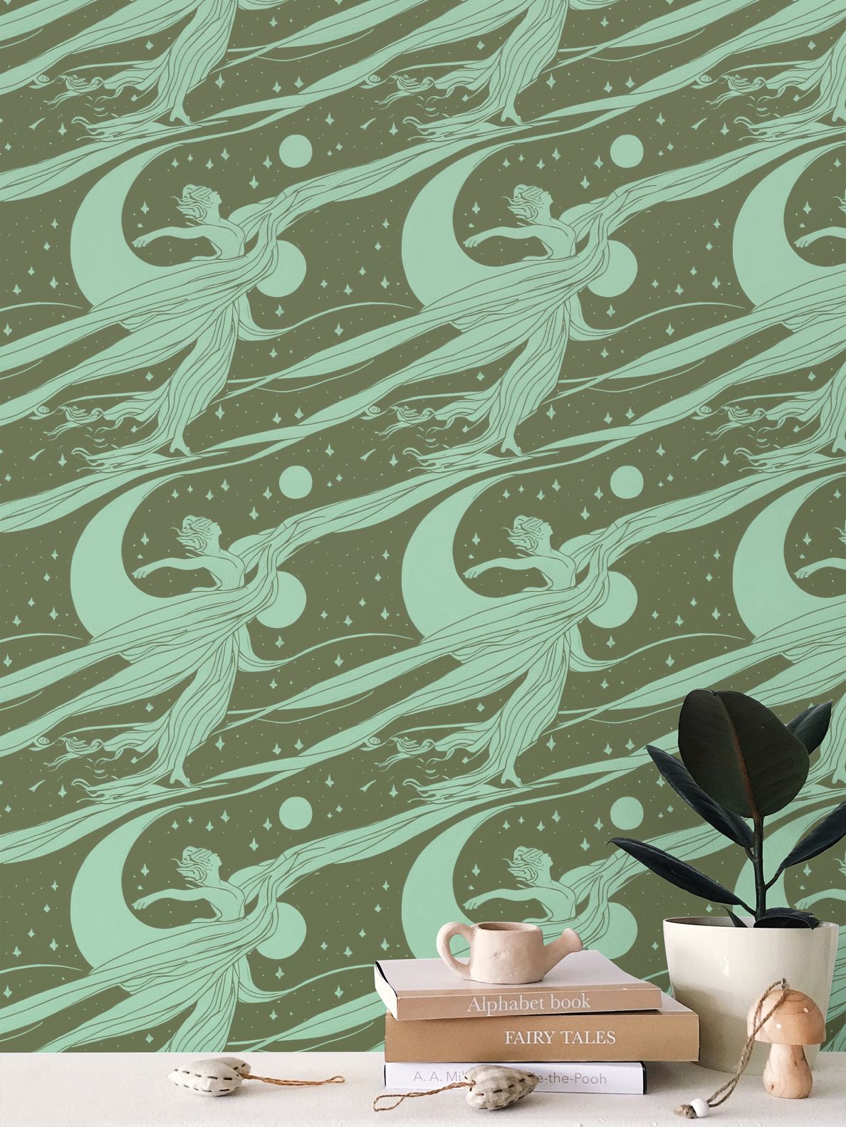 Fairy Nouveau, Green Wallpaper Ramble & Roam