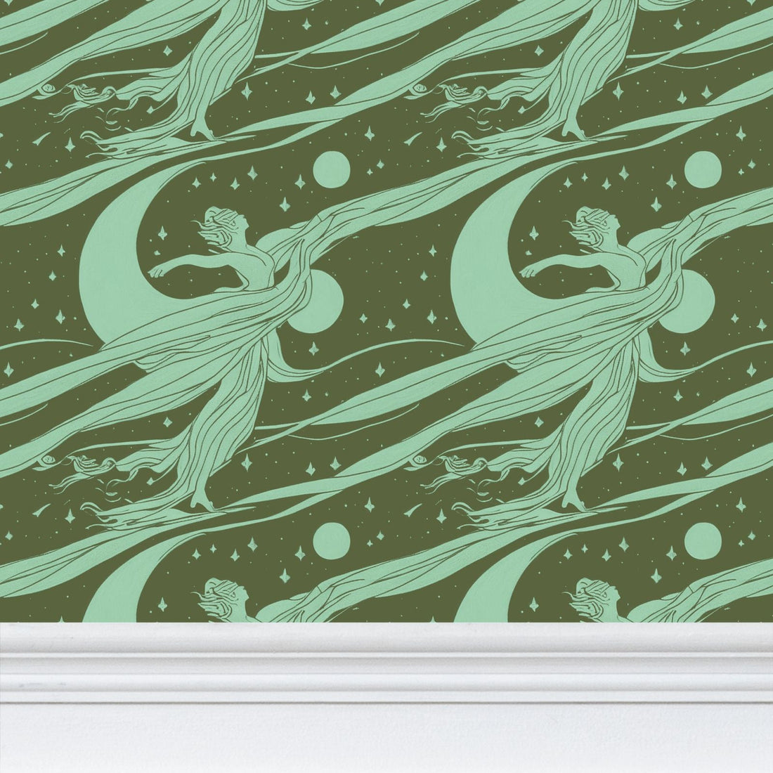 Fairy Nouveau, Green Wallpaper Ramble &amp; Roam