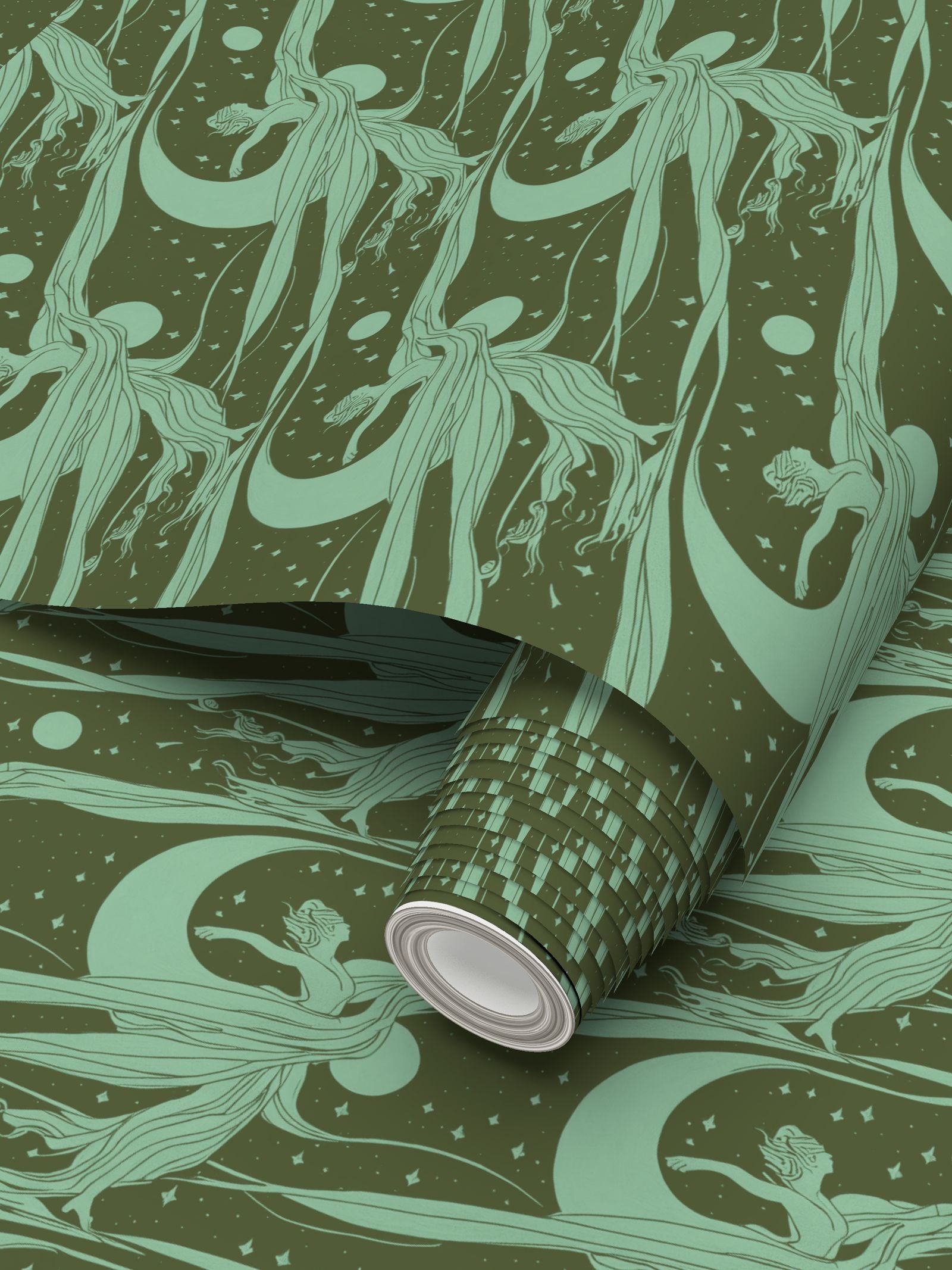 Fairy Nouveau, Green Wallpaper Ramble & Roam