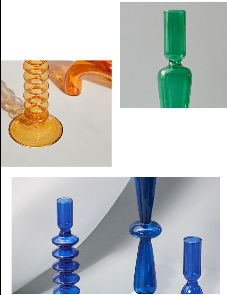Glass candlesticks Ramble & Roam