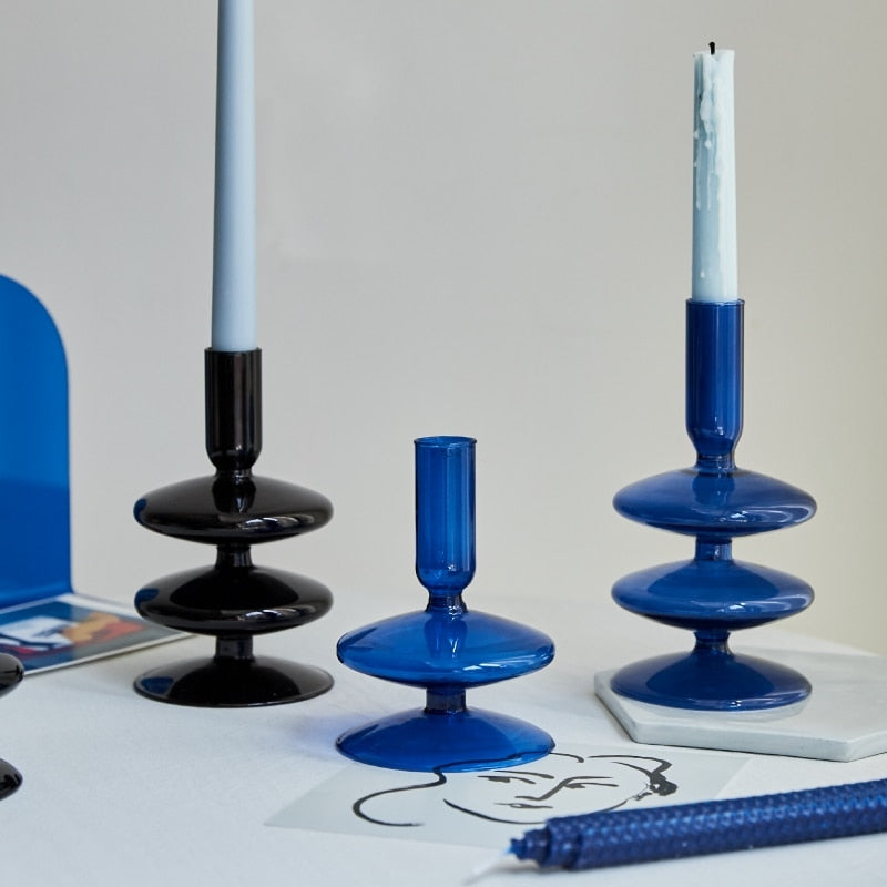 Glass candlesticks Ramble & Roam