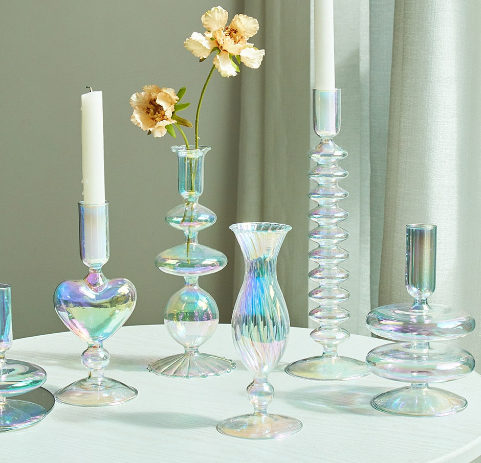Glass candlesticks Ramble & Roam