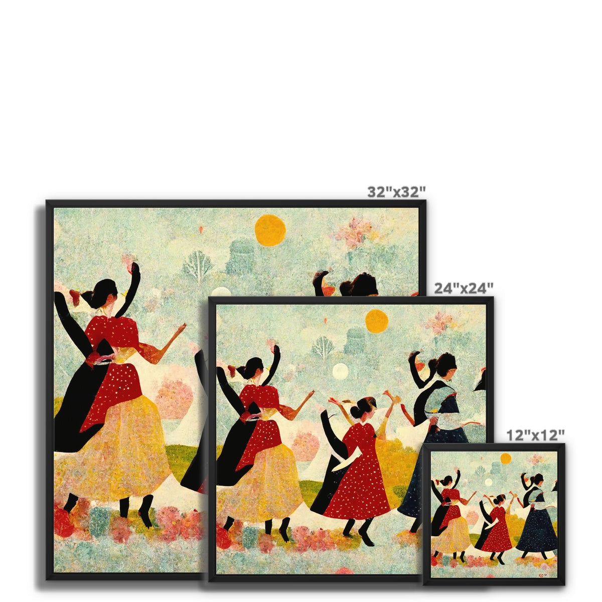 Grandma Moses witches Framed Canvas Ramble & Roam