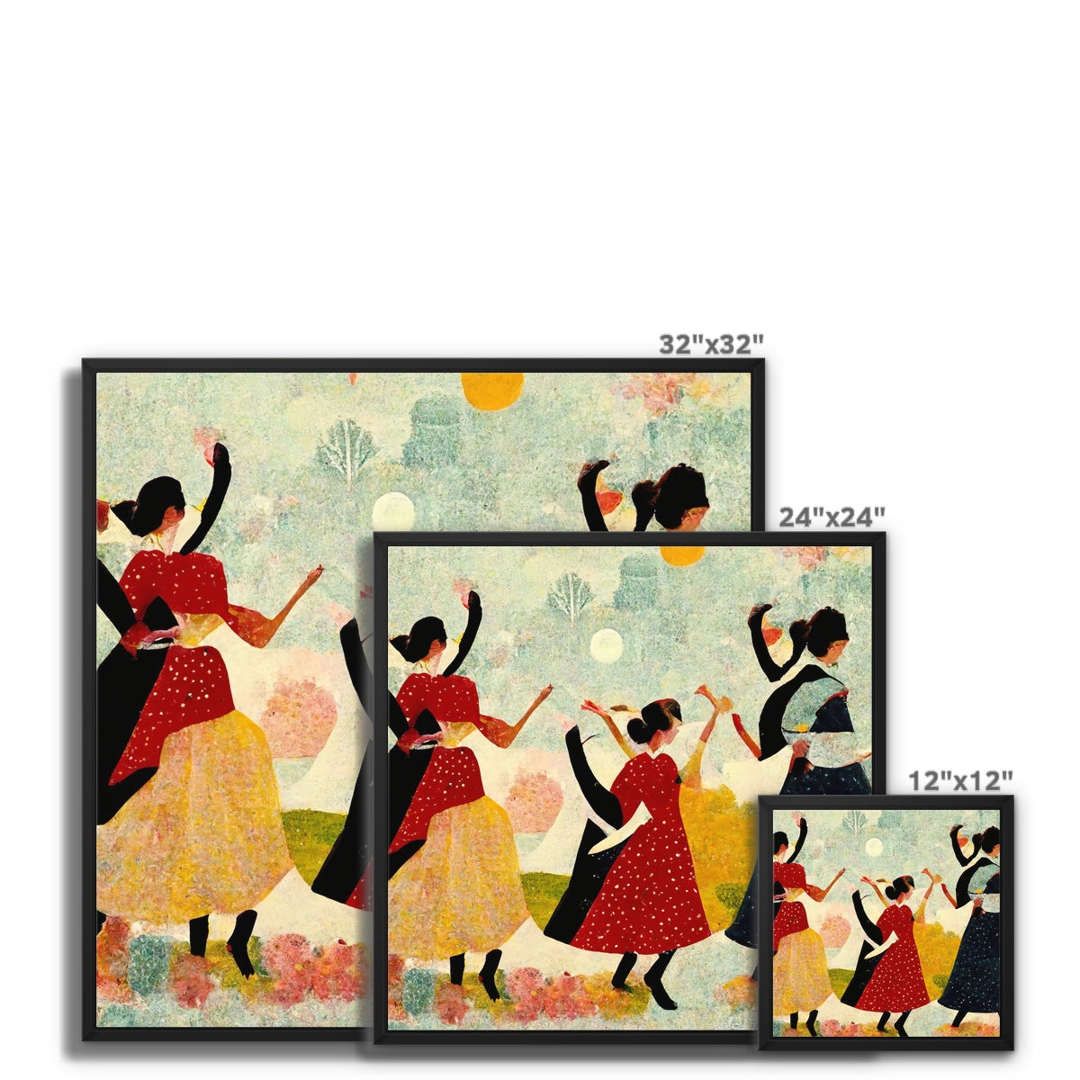 Grandma Moses witches Framed Canvas Ramble & Roam