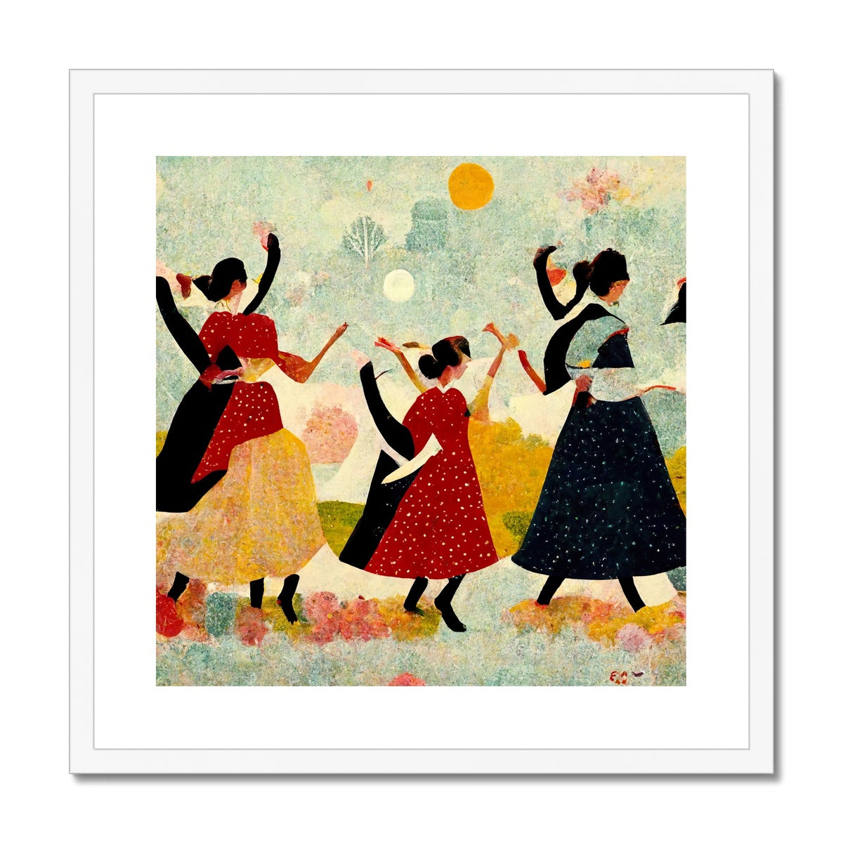 Grandma Moses witches Framed & Mounted Print Ramble & Roam