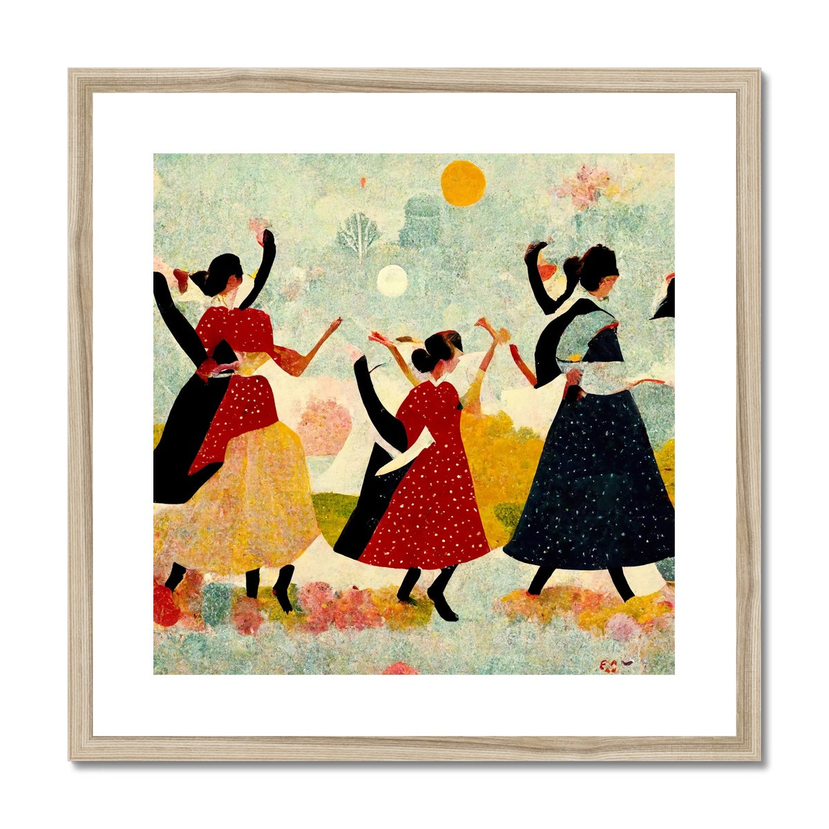 Grandma Moses witches Framed & Mounted Print Ramble & Roam