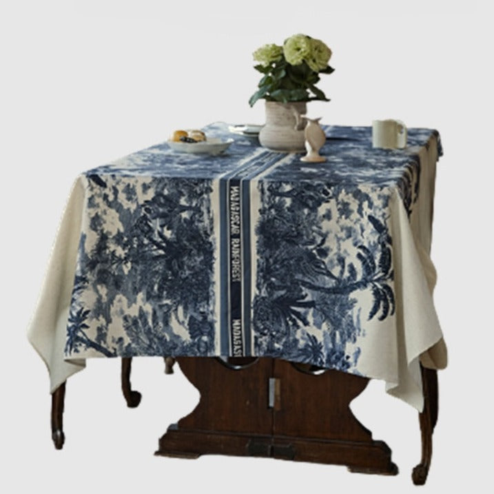 Jungle in Indigo Blue Tablecloth