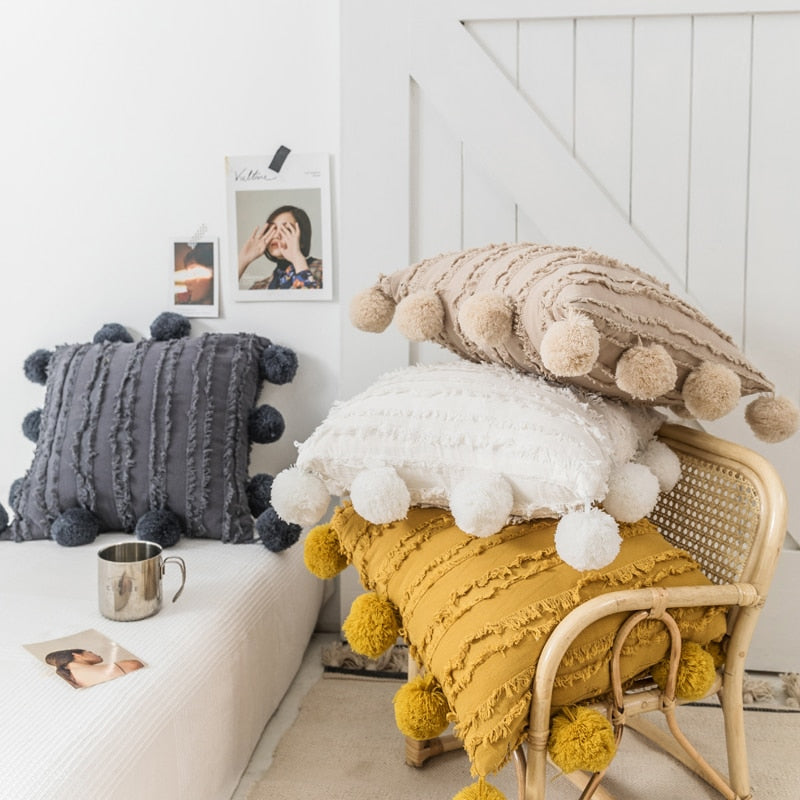 Handmade Pompom Luxury Throw Pillow Covers Ramble & Roam